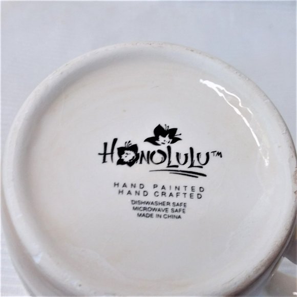 Honolulu Red Flowers Mug Coffee Hand Painted Cup Hibiscus Island Tropical Style - Picture 2 of 4